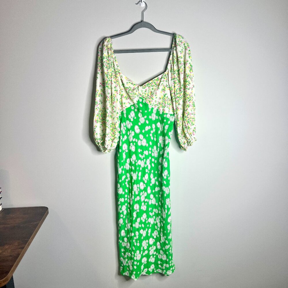 RIXO for Target Daisy Floral Long Sleeve Sheath Midi Dress Girly Romantic Sz 16 - Picture 2 of 6